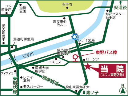 松山市　たてまつ眼科　地図　松山　眼科　たてまつ眼科